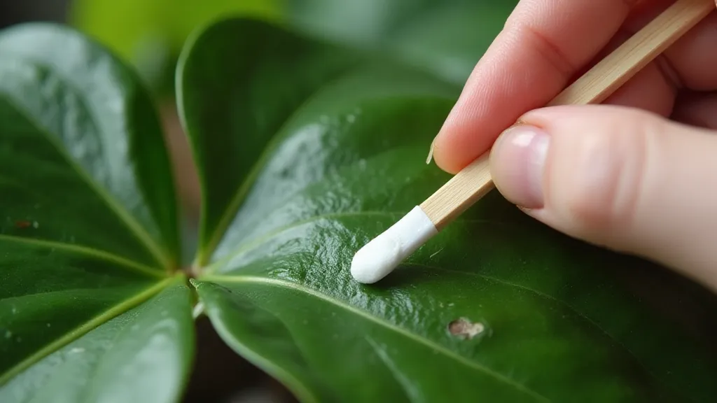 Applying alcohol to mealybugs