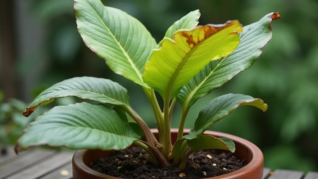 Alocasia plant acclimating to new environment