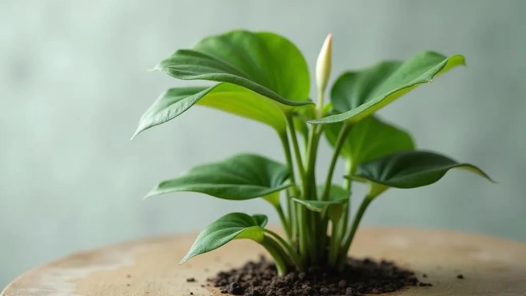 Anthurium Crystallinum with a baby plant