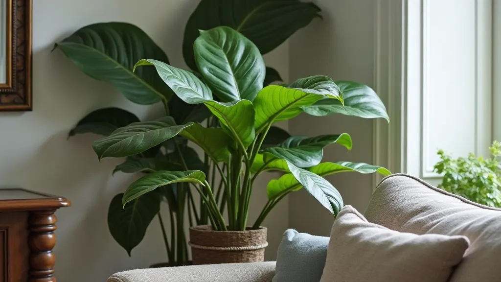 Black Velvet Alocasia plant in a decorative pot