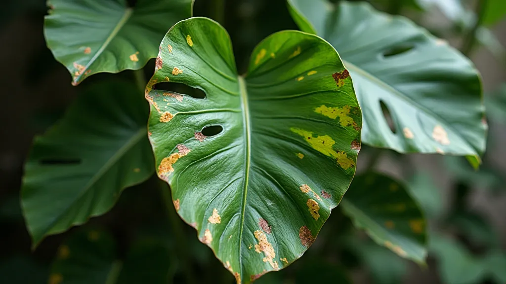 Monstera plant with leaf drop