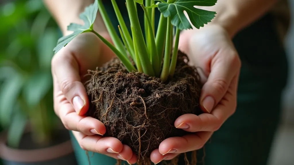 Close up of Monstera roots