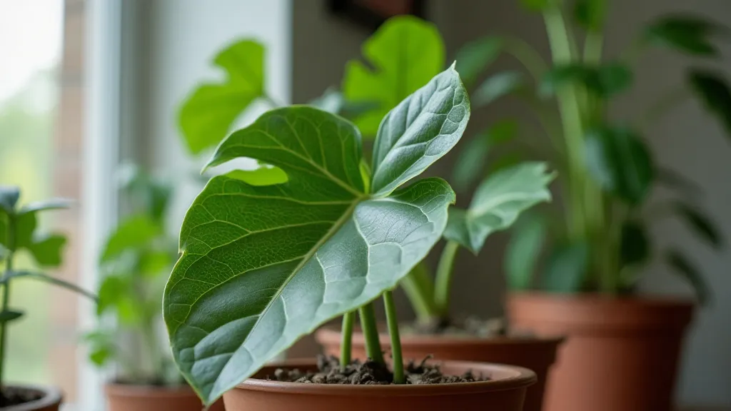 Healthy Philodendron in terracotta pot