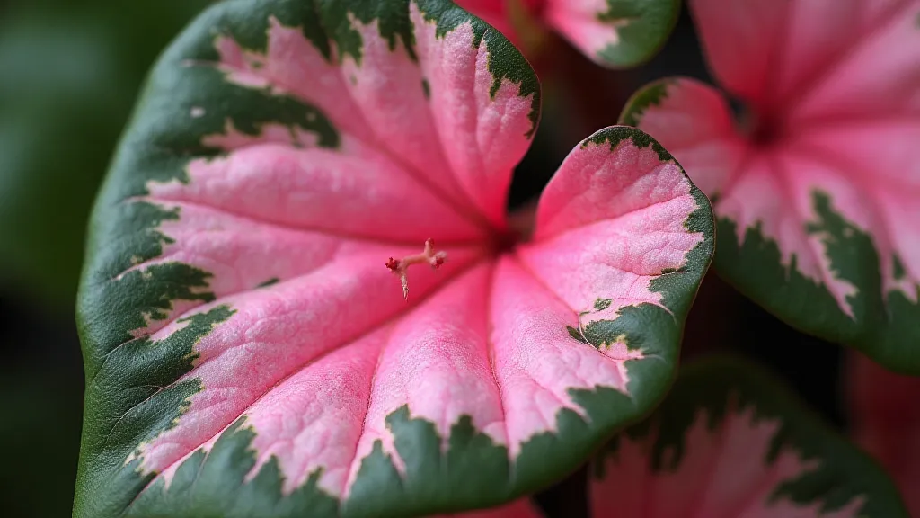 Philodendron Pink Princess leaf with prominent pink variegation