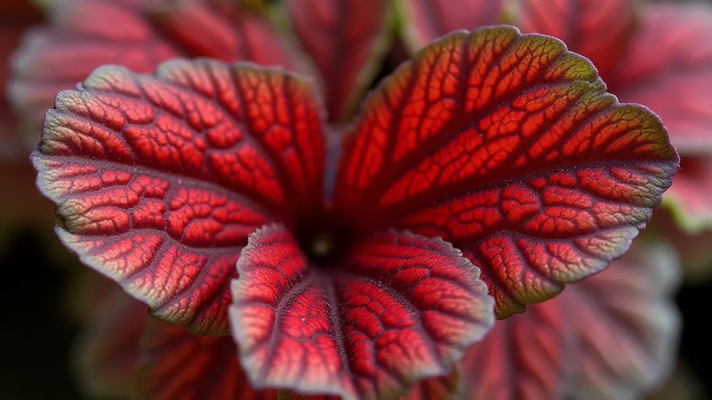 Close-up of Red Moon Begonia leaf