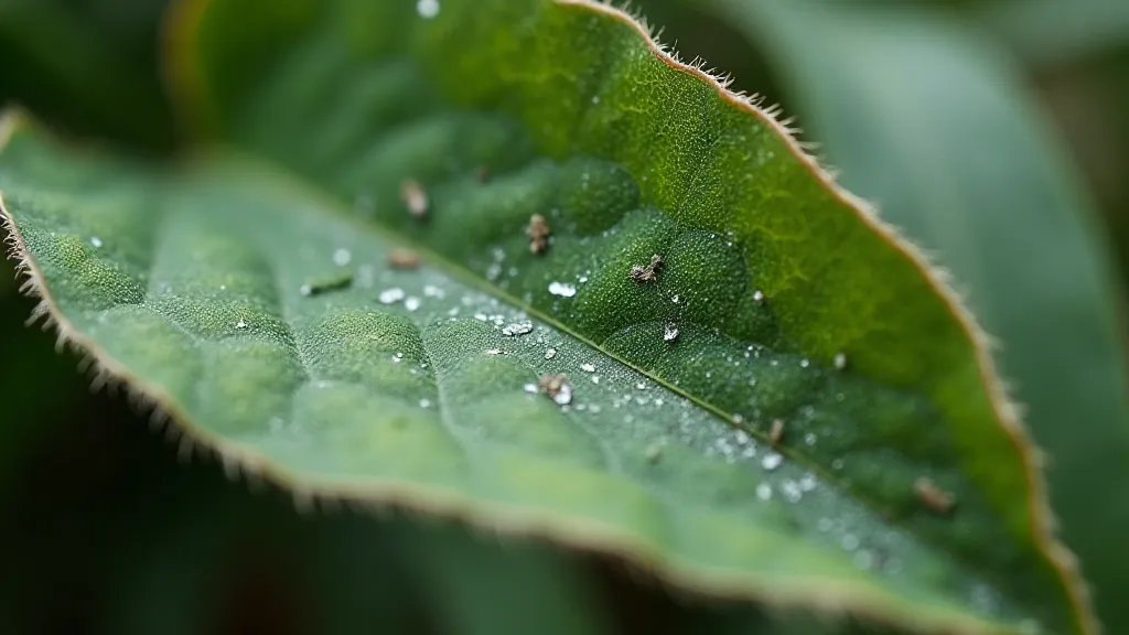 Rare houseplant leaf with stippling damage from thrips